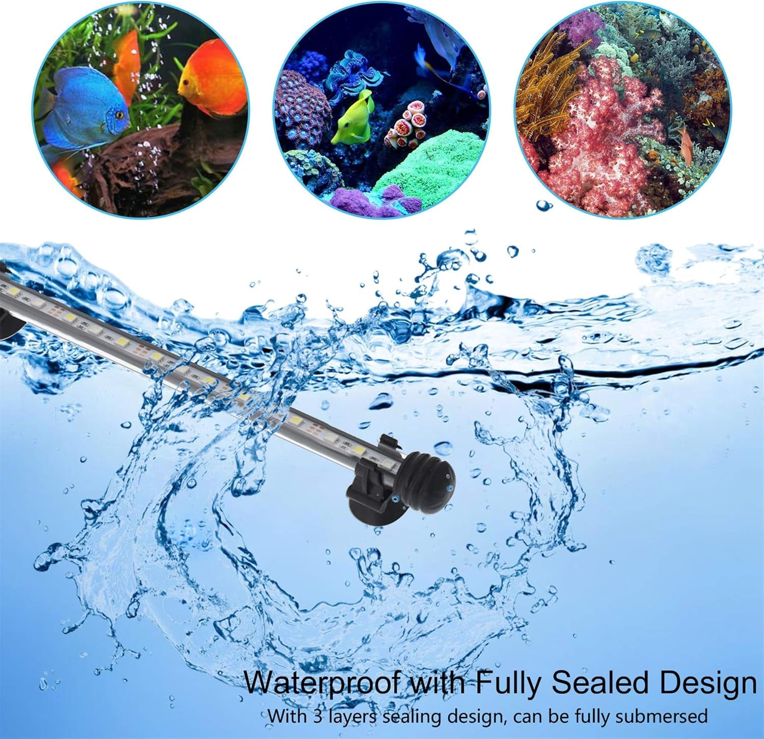 Aquarium Fish Tank LED Light Waterproof White Blue Light Bar Background Decorate Lighting - 11.4 Inch 3W
