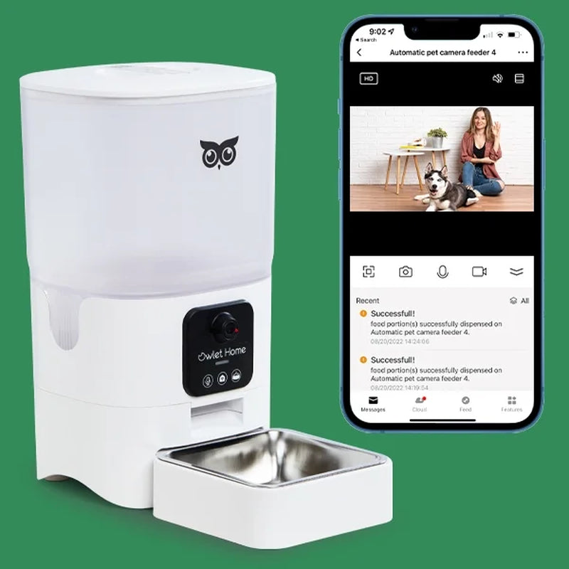 Home Smart Automatic Pet Feeder With1080P HD Camera for Cats & Dogs (6L), Wifi, Live Video, Auto Night Vision, 2-Way Audio, Works with Alexa & Google Assistant, Motion Alert, No Monthly Fee