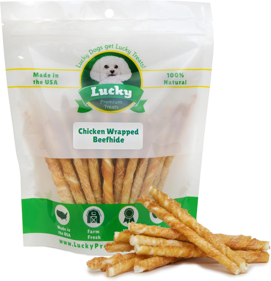 Chicken Wrapped Dog Treats 120Ct. Rawhide Chews- Healthy Dog Treats for Medium Dogs & Small Dogs- Safe, Hard Dog Bones Long Lasting for Teething- Natural Chew Treat Made in USA