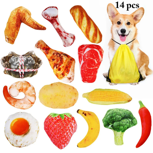 Dog Squeaky Toys Puppy Chew Toys Plush Dog Toys for Small/Medium Dogs, 14PCS