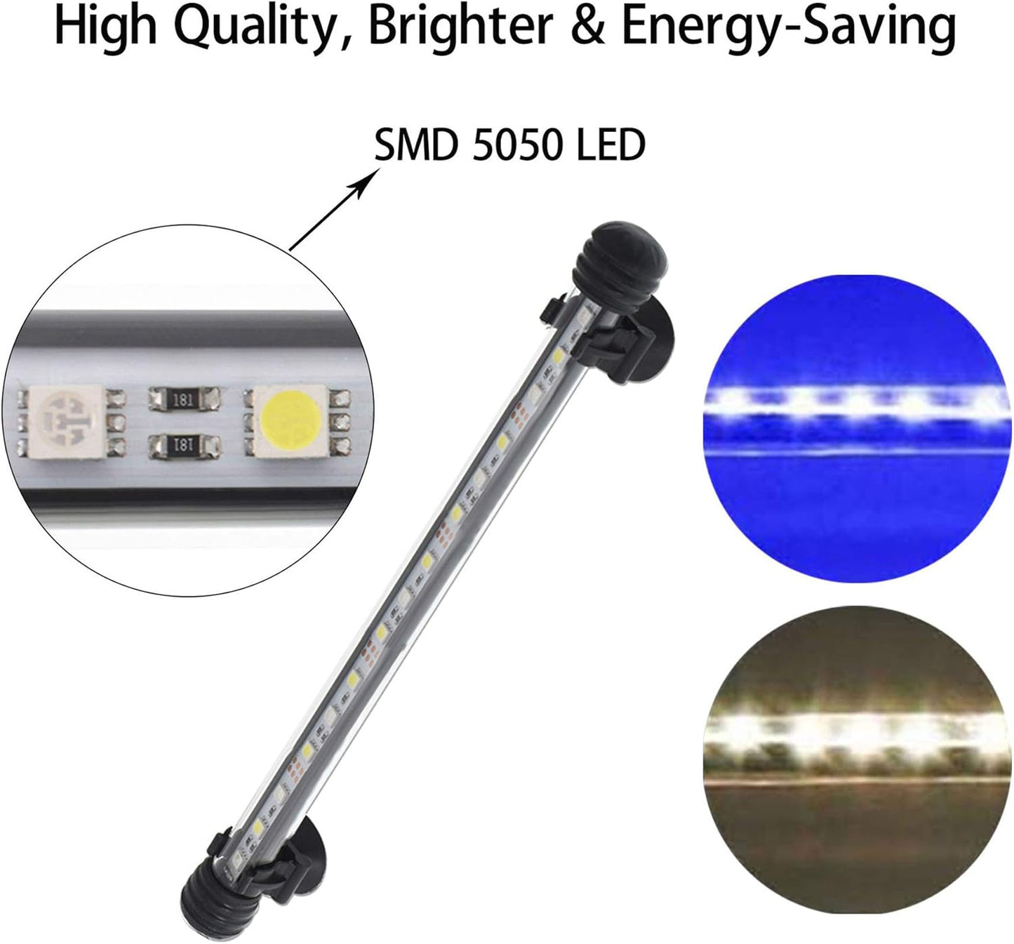 Aquarium Fish Tank LED Light Waterproof White Blue Light Bar Background Decorate Lighting - 11.4 Inch 3W