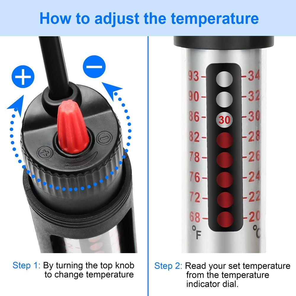 Submersible 50W Aquarium Heater Adjustable Fish Tank Heater 50 Watt