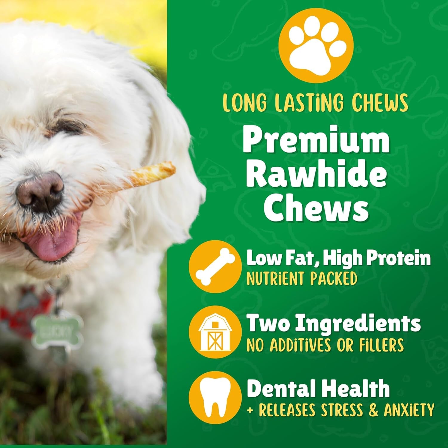 Chicken Wrapped Dog Treats 120Ct. Rawhide Chews- Healthy Dog Treats for Medium Dogs & Small Dogs- Safe, Hard Dog Bones Long Lasting for Teething- Natural Chew Treat Made in USA