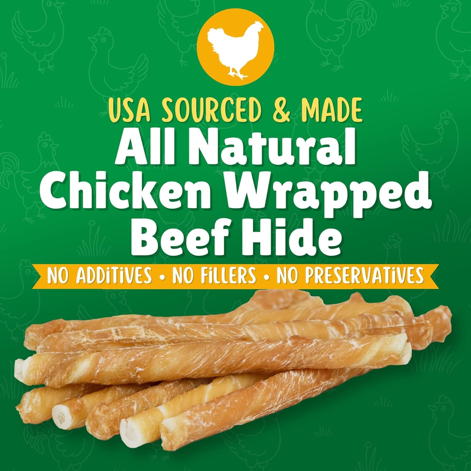 Chicken Wrapped Dog Treats 120Ct. Rawhide Chews- Healthy Dog Treats for Medium Dogs & Small Dogs- Safe, Hard Dog Bones Long Lasting for Teething- Natural Chew Treat Made in USA