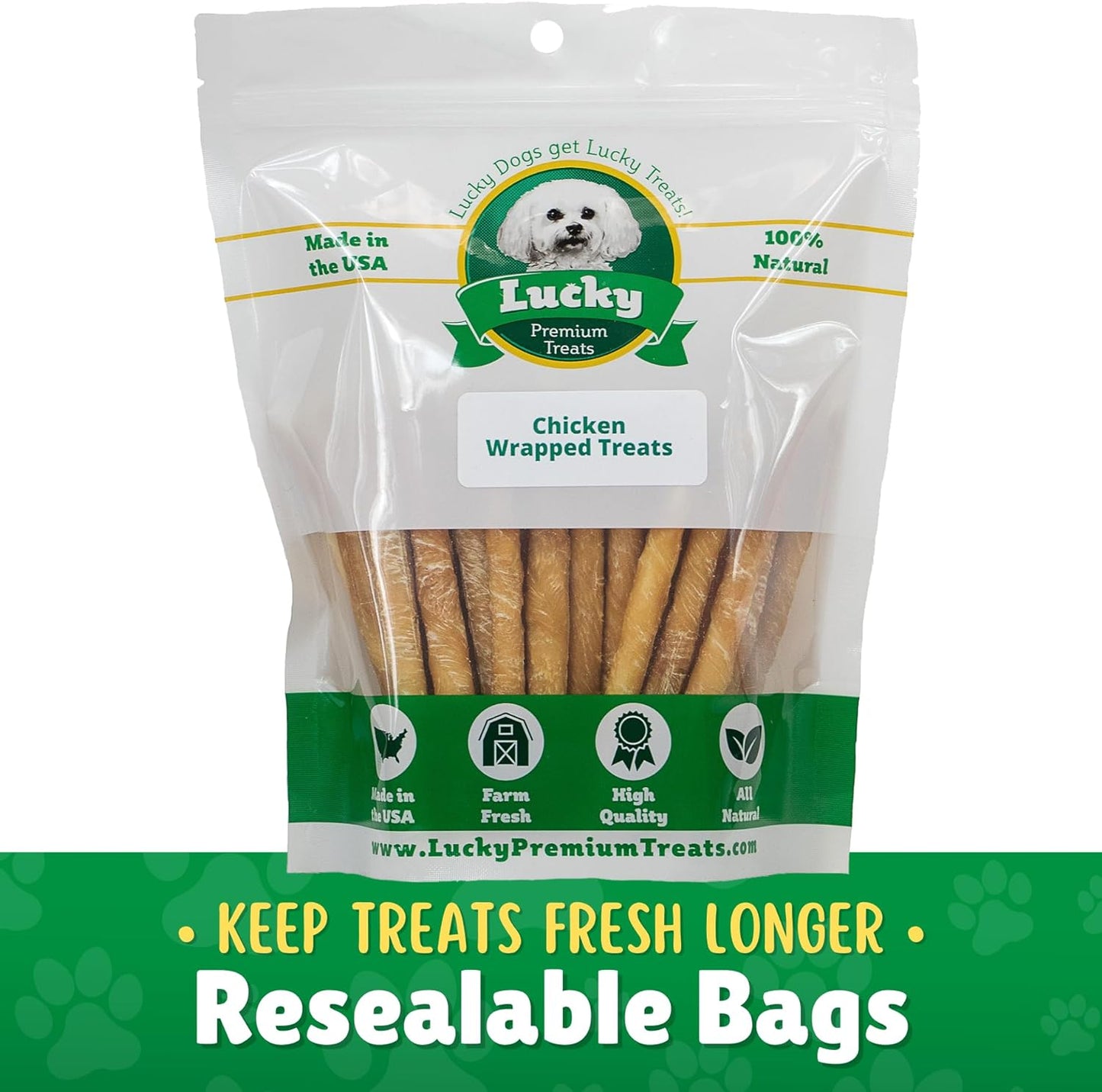 Chicken Wrapped Dog Treats 120Ct. Rawhide Chews- Healthy Dog Treats for Medium Dogs & Small Dogs- Safe, Hard Dog Bones Long Lasting for Teething- Natural Chew Treat Made in USA