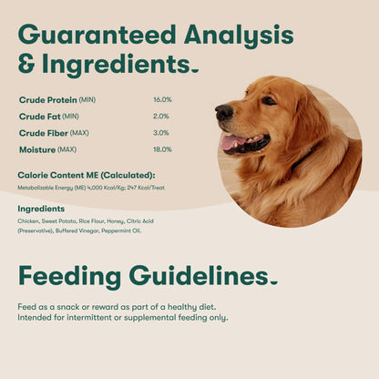 Chicken Flavor Dry Dental Treats for Large Dogs, 8.2 Oz Bag, 4 Treats