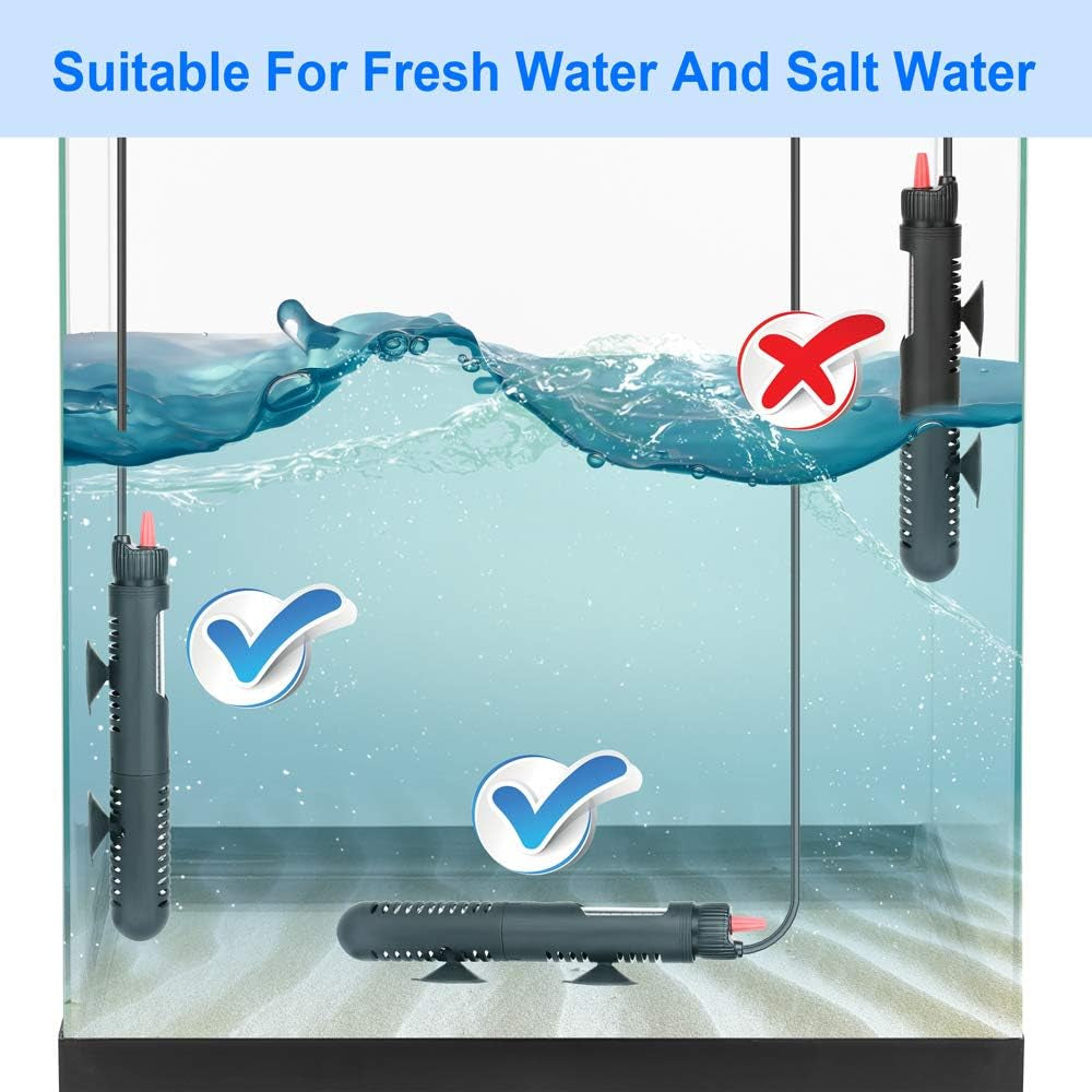 Submersible 50W Aquarium Heater Adjustable Fish Tank Heater 50 Watt