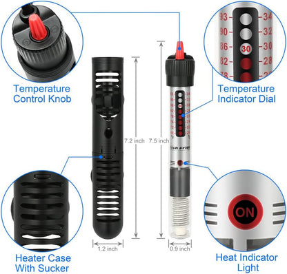 Submersible 50W Aquarium Heater Adjustable Fish Tank Heater 50 Watt