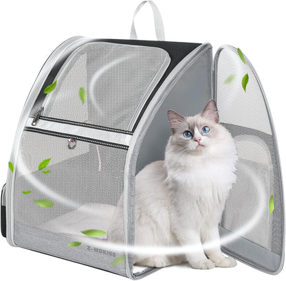 Cat Backpack, Pet Carrier Backpack for Medium Small Cats Dogs, Airline Approved Collapsible Ventilated Safety Strap Buckle Support Design, Pet Backpack for Travel, Hiking, Walking Outdoor